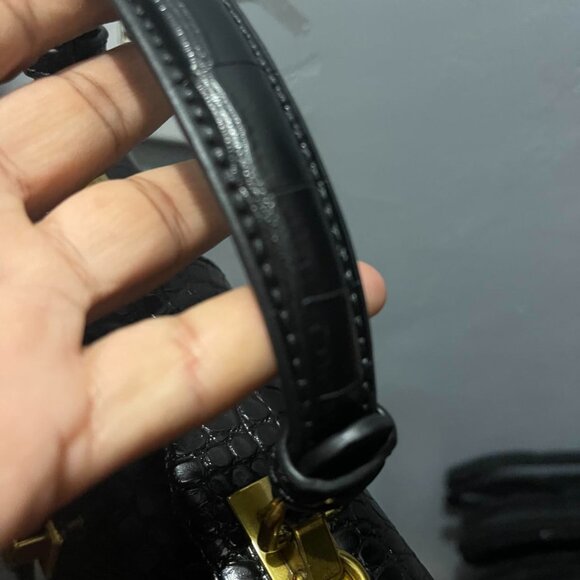 Neiman Marcus Black Crocodile Leather Crossbody Bag with Gold Hardware - Picture 6 of 6